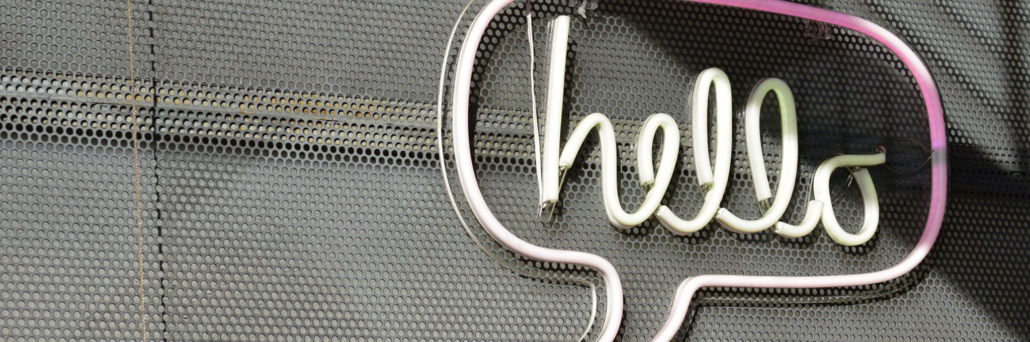 Neon sign with word hello